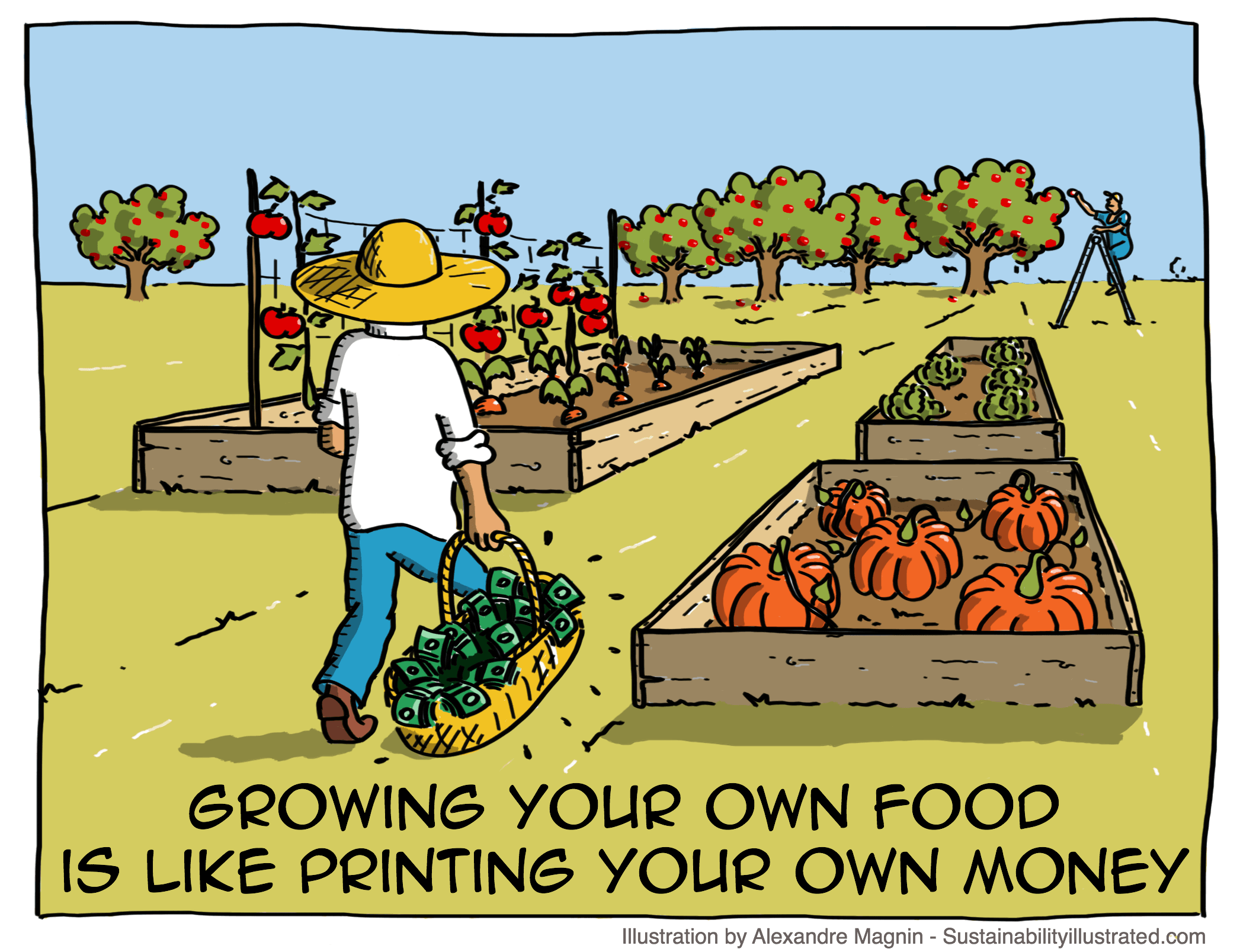 Growing your own food is like printing your own money (cartoon #9