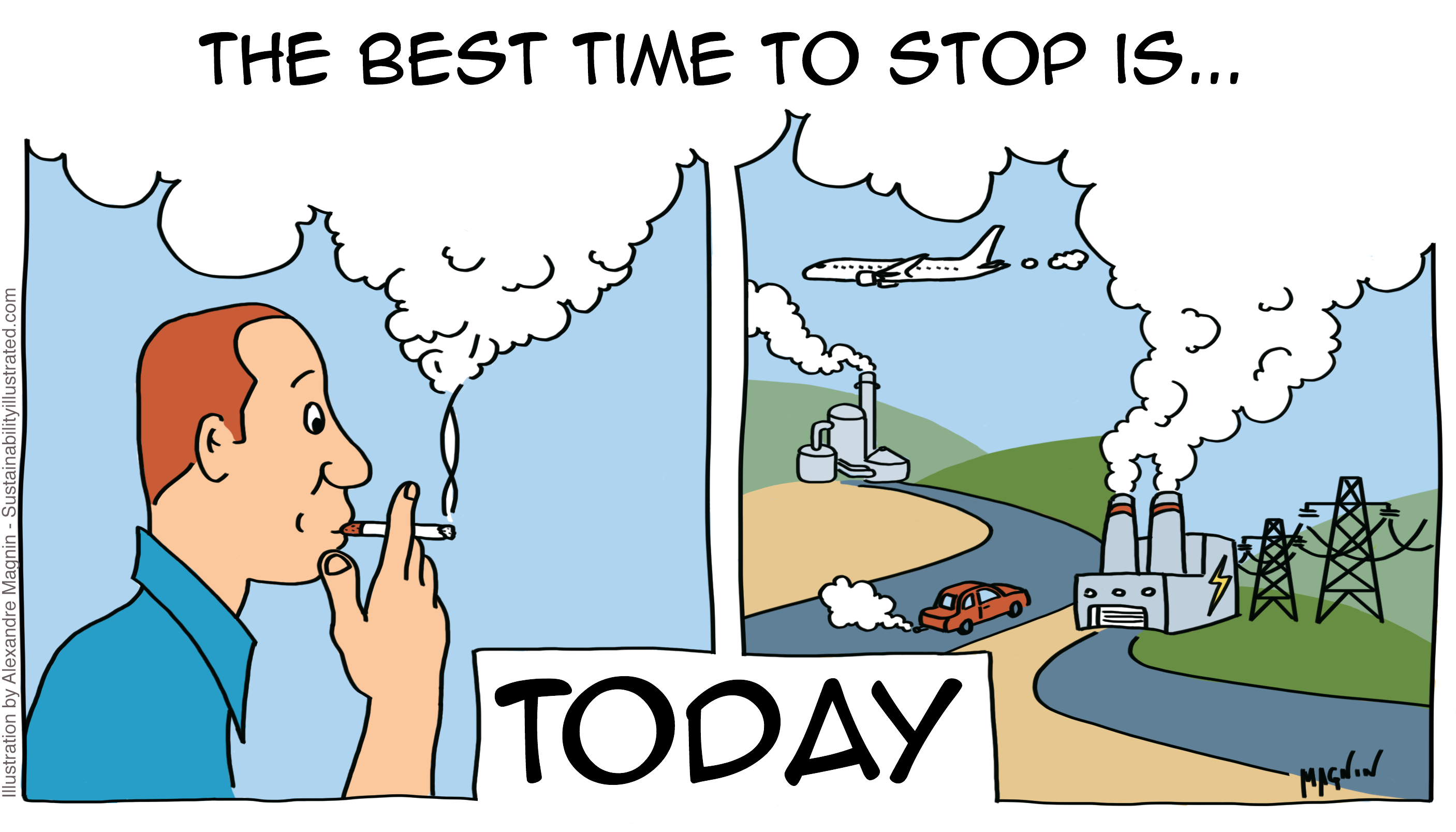 Emitting greenhouse gases is like smoking (cartoon #10) – Sustainability  Illustrated