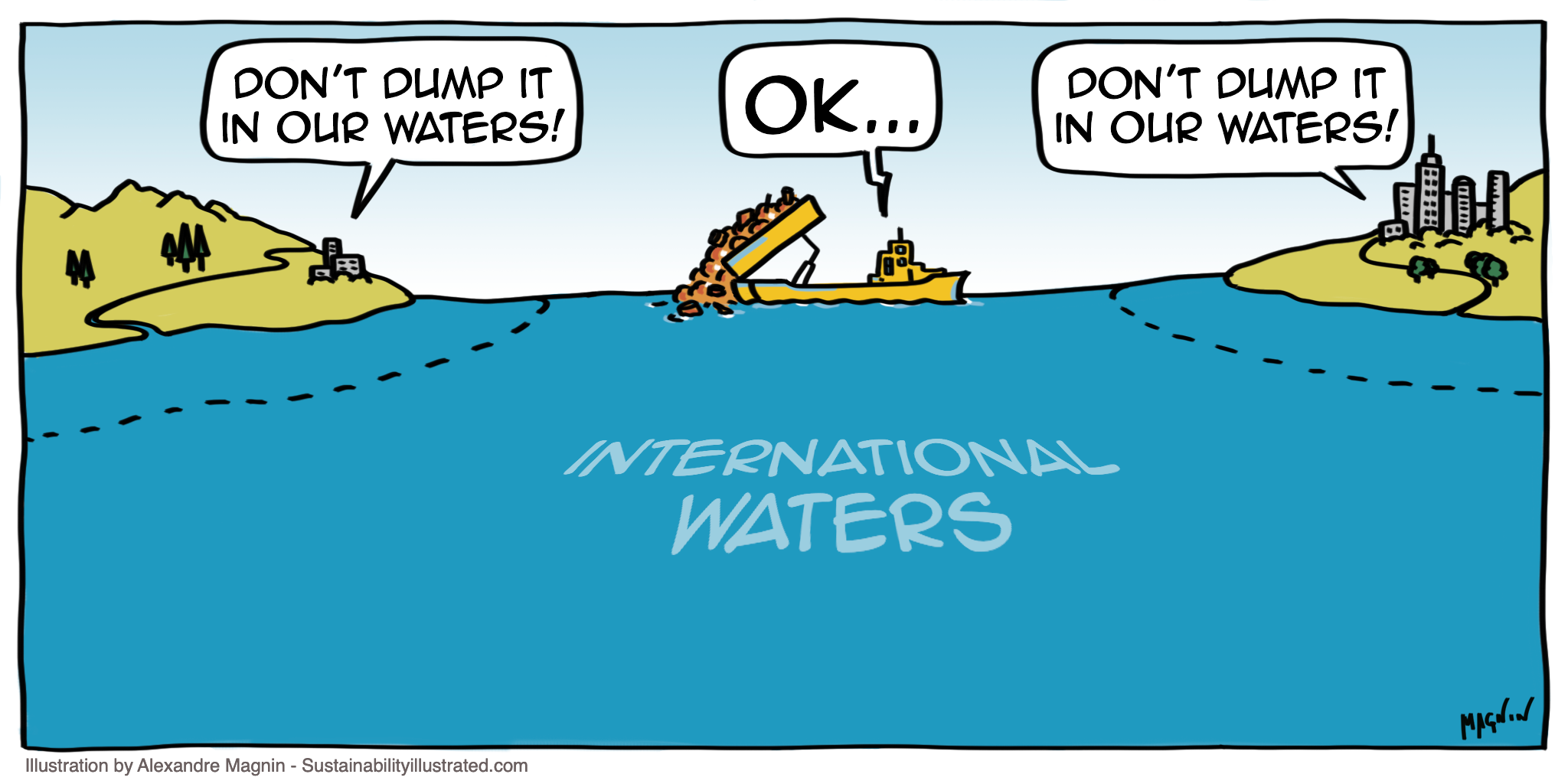 Pollution of our oceans: paradox? (cartoon #25) – Sustainability Illustrated